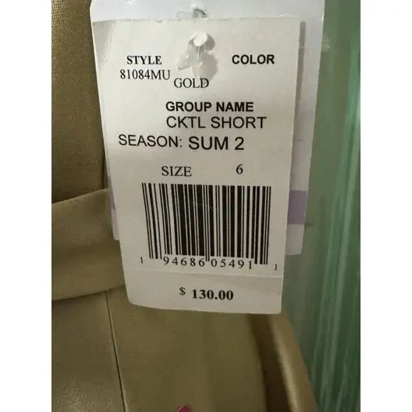 Gabby Skye Occasion Gold Fit & Flare Cocktail Dress, Homecoming, NWT, Size 6 - Picture 7 of 10